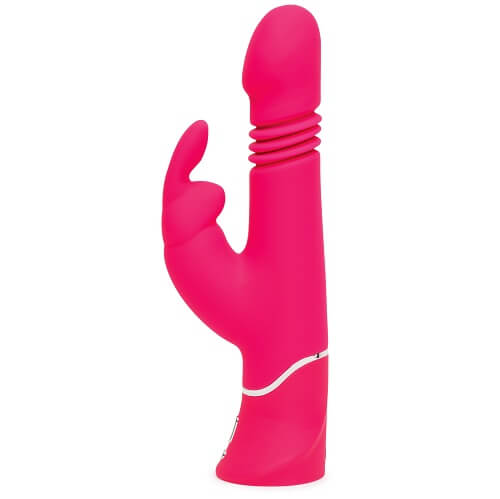 Vibrating Strapless Strap On Happy Rabbit Rechargeable Waterproof Strap On  Pink